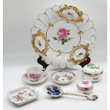 1 Konvolut Porzellan MEISSEN z.T. Schleifstriche, HEREND, NYMPHENBURG: Teller, Schalen, Vasen, u.a.,