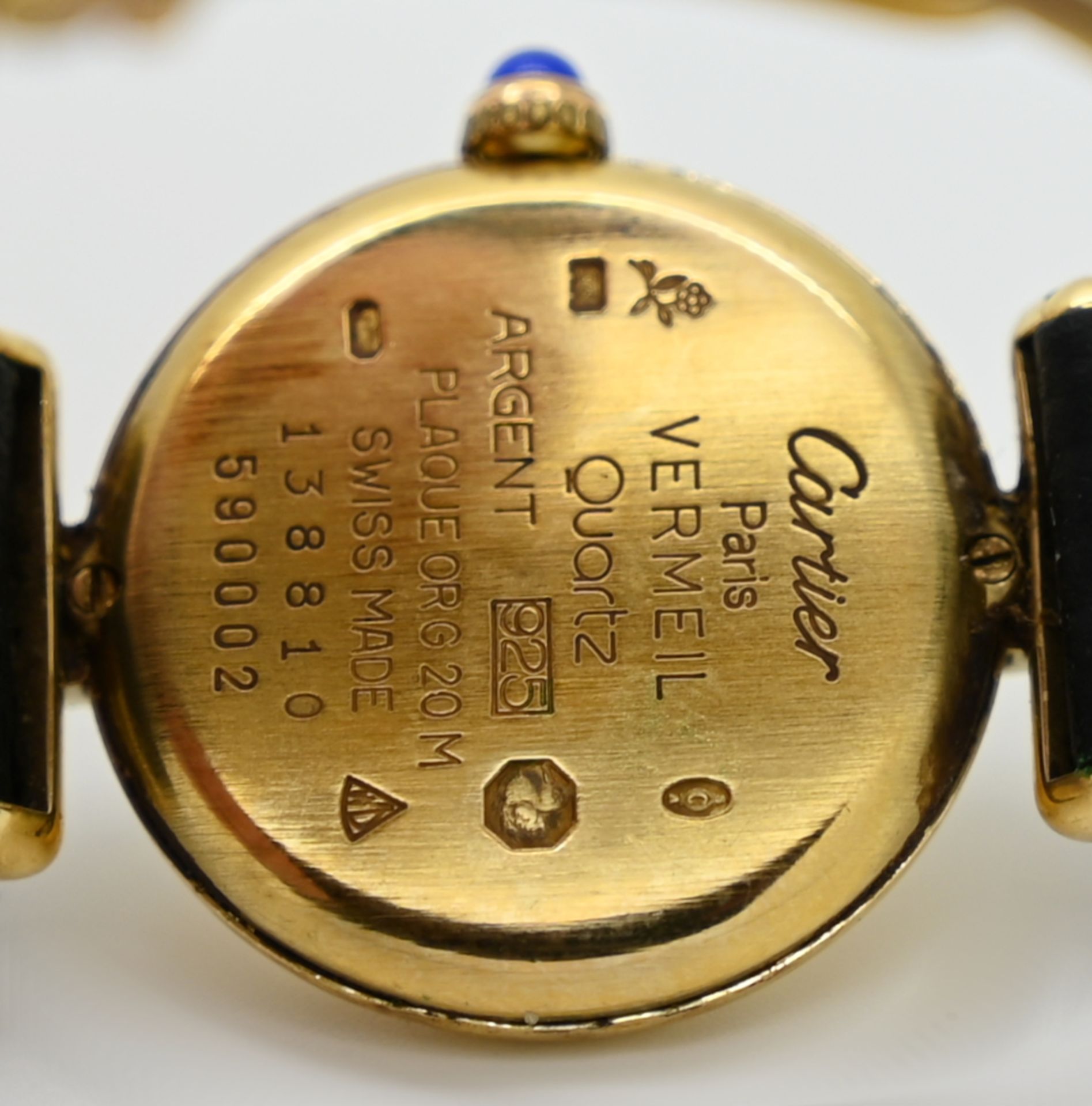 1 Damenarmbanduhr CARTIER, Silber vergoldet, Quartz, mit Faltschließe (Edelstahl vergoldet), D ca. 2 - Image 2 of 2