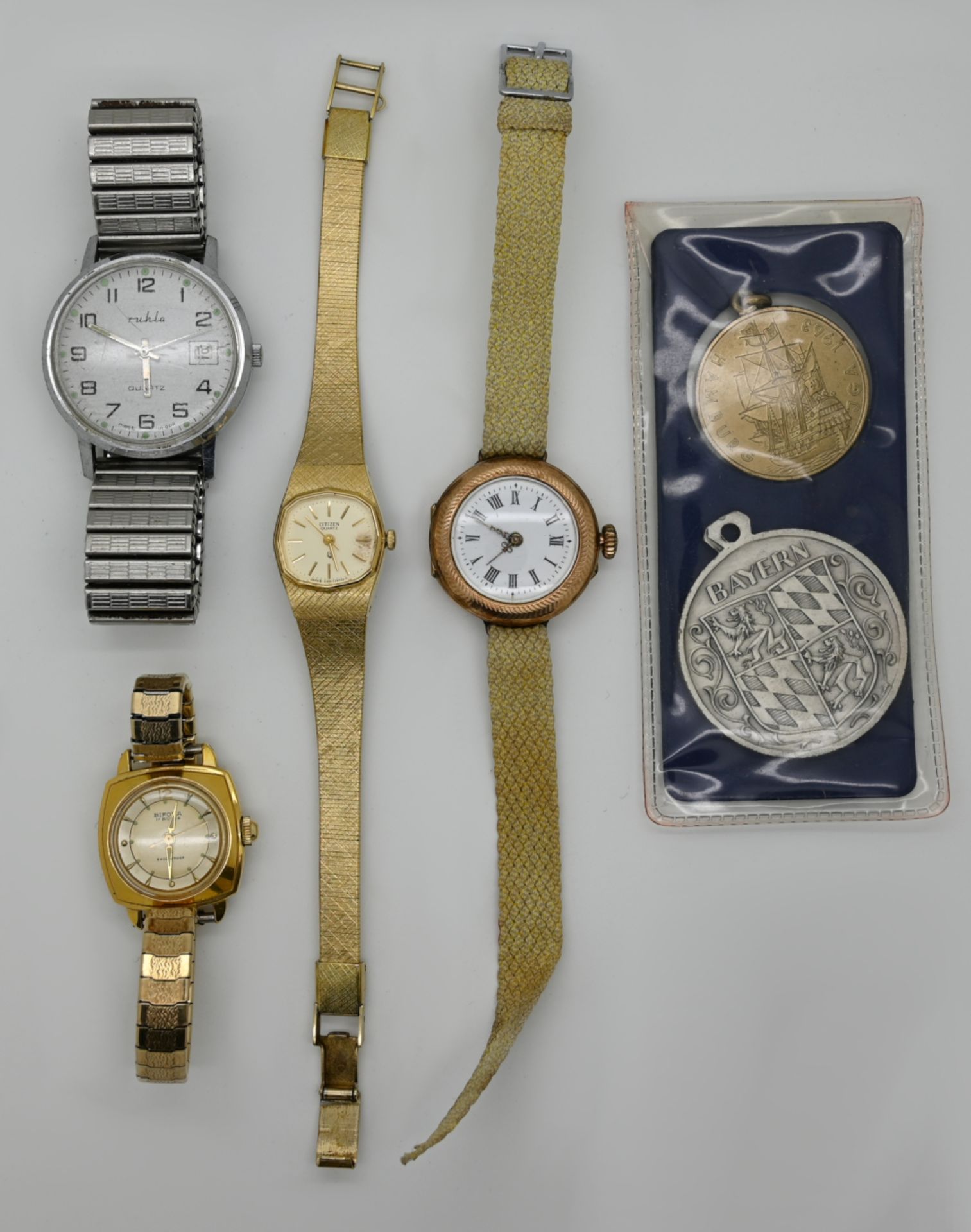 1 Konv. Schmuck/Armbanduhren: wohl 3 Teile GG z.T. mit Diamantrosen und Perle, Silber (wohl ca. 20 T - Bild 2 aus 2