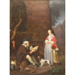 1 Ölgemälde unsign./Kopie nach Gabriel METSU (wohl 1629 Leiden-1667 Amsterdam) "Der Geflügelverkäufe