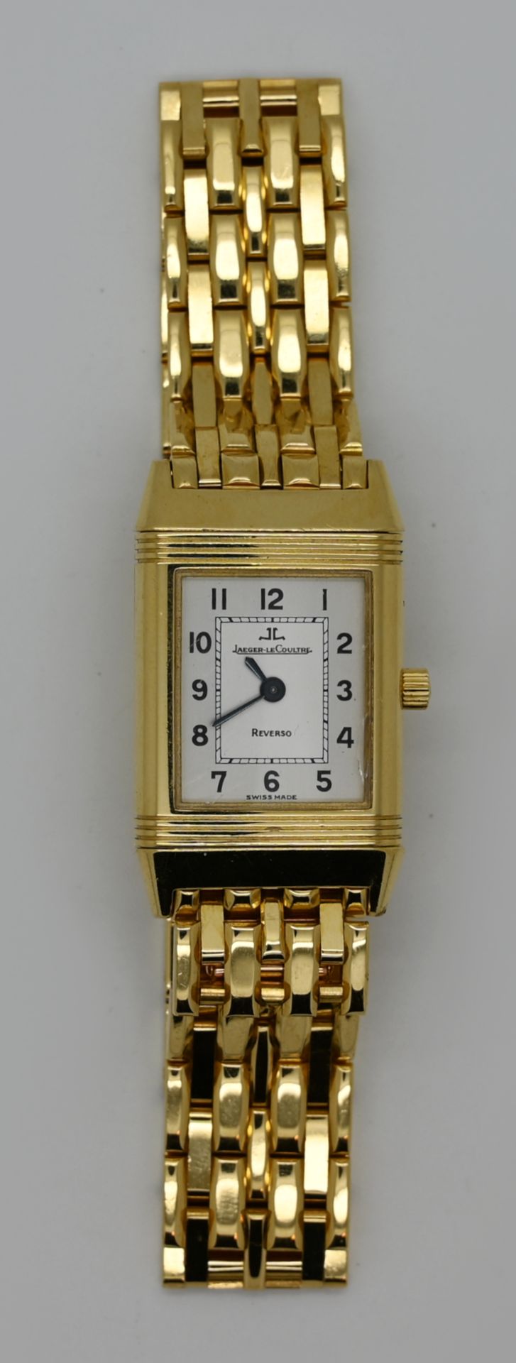 1 Damenarmbanduhr JAEGER LECOULTRE Reverso GG 18ct., mit Faltschließe, Handaufzug (Uhr läuft an), - Bild 2 aus 3
