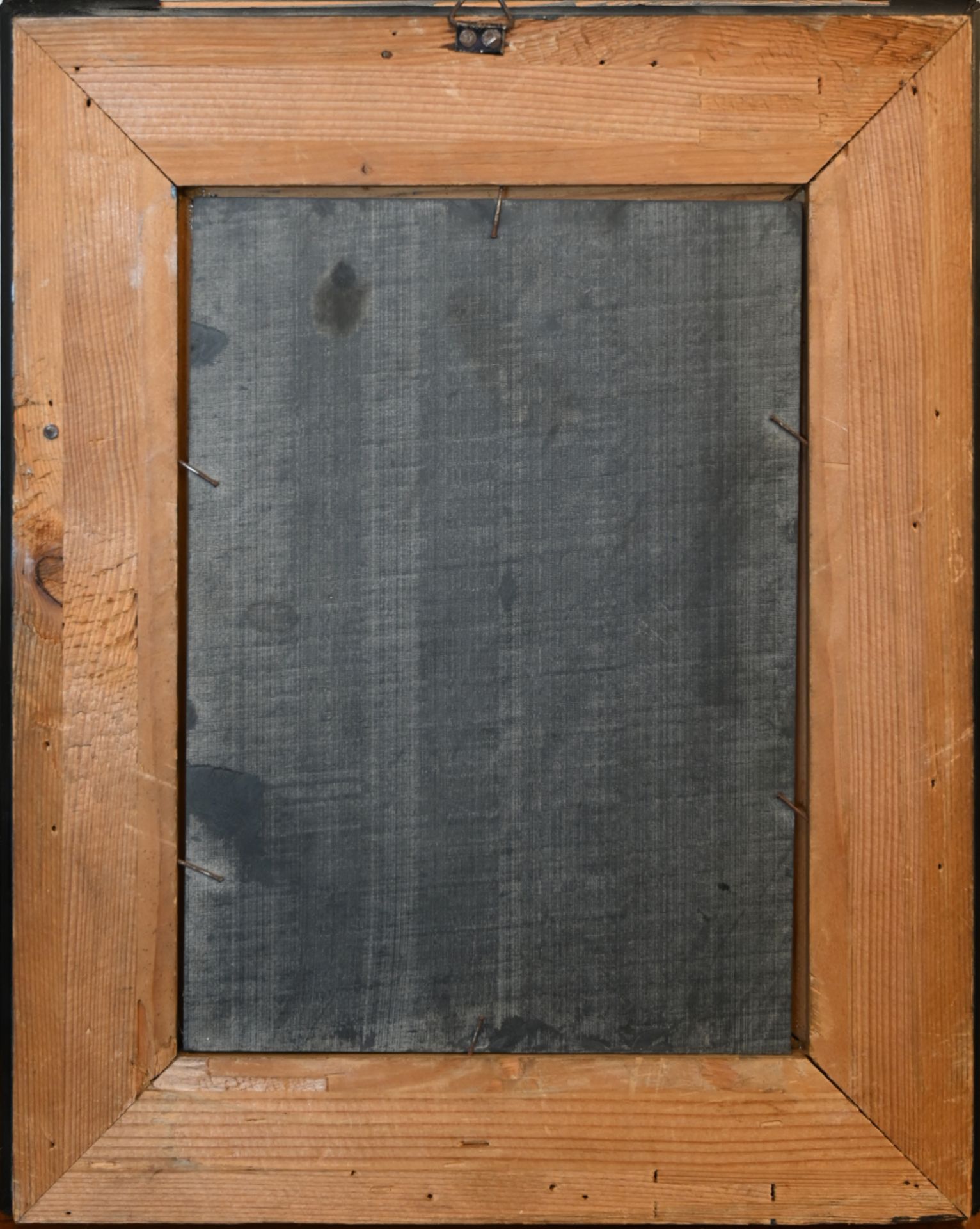 1 Ölgemälde unsign. (wohl um 1900) "Bei der Rasur" Öl/Platte (Keramik), ca. 20,5x15cm, Rahmen ca. 33 - Bild 3 aus 3