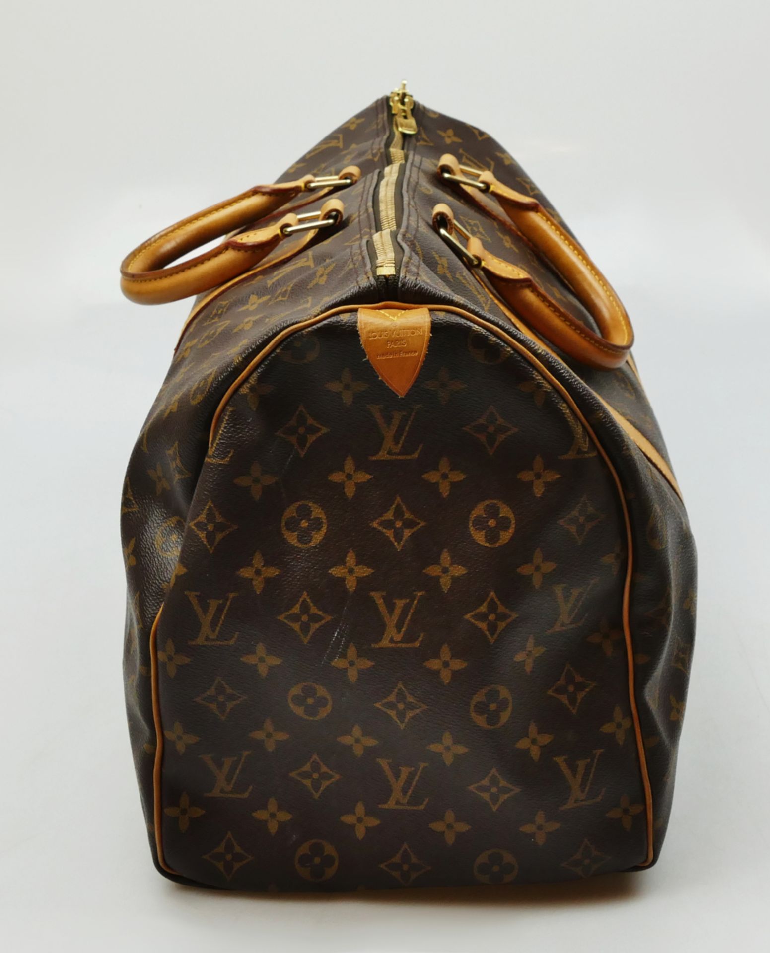 1 Reisetasche LOUIS VUITTON Monogram "Keepall", mit Schloss, B. ca. 50cm, innen sehr gut erhalten, o - Bild 4 aus 7