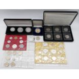 1 Konv. Münzen/Medaillen: Silber/Metall u.a., z.T. Gedenkeditionen, BRD 5/10 DM, Schillinge, Zahlgel