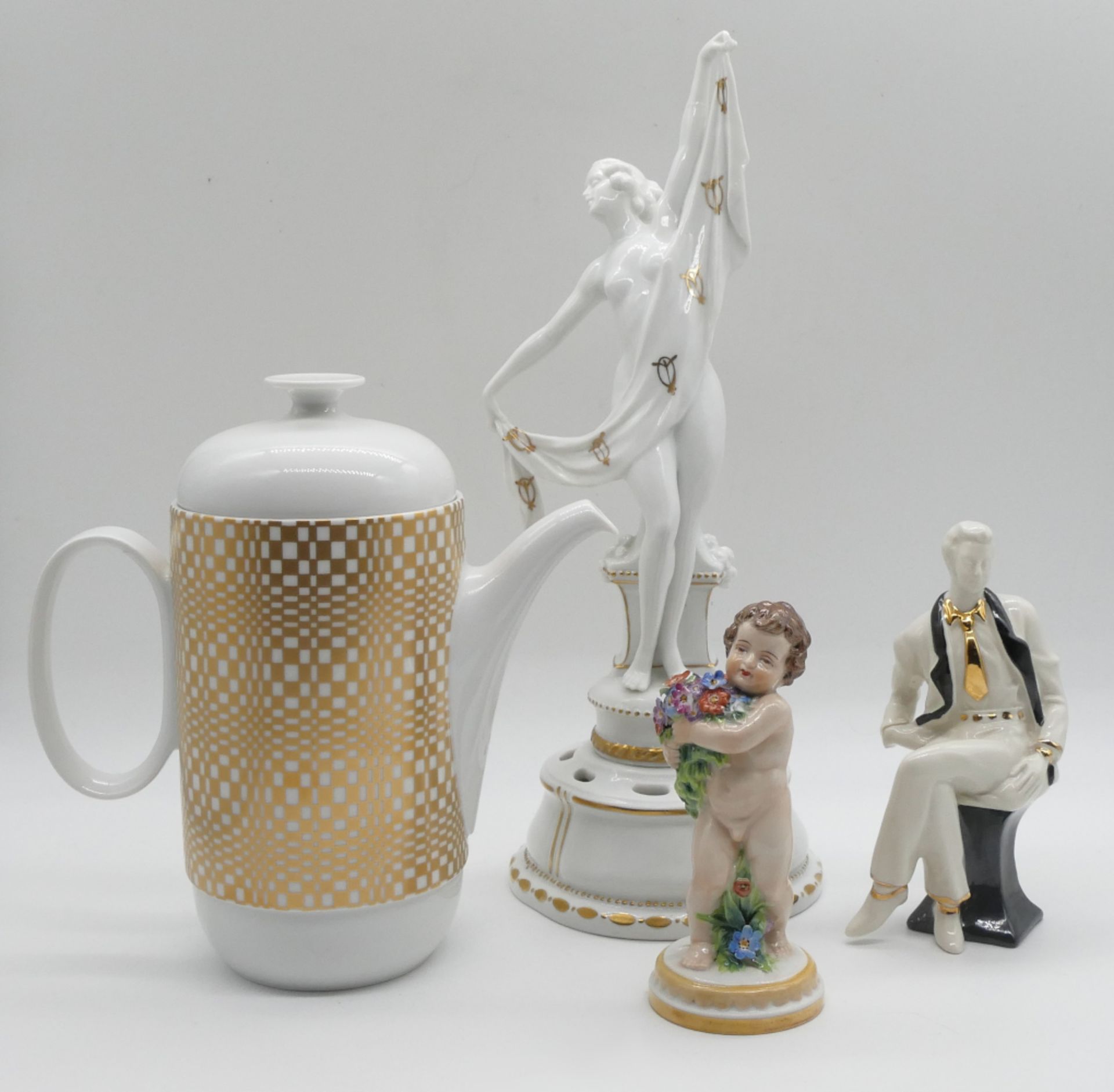 1 Konv.: Kaffeekern ROSENTHAL studio-line Form: Duo Design: Ambrogio POZZI, 3 Porzellanfiguren z.B. 