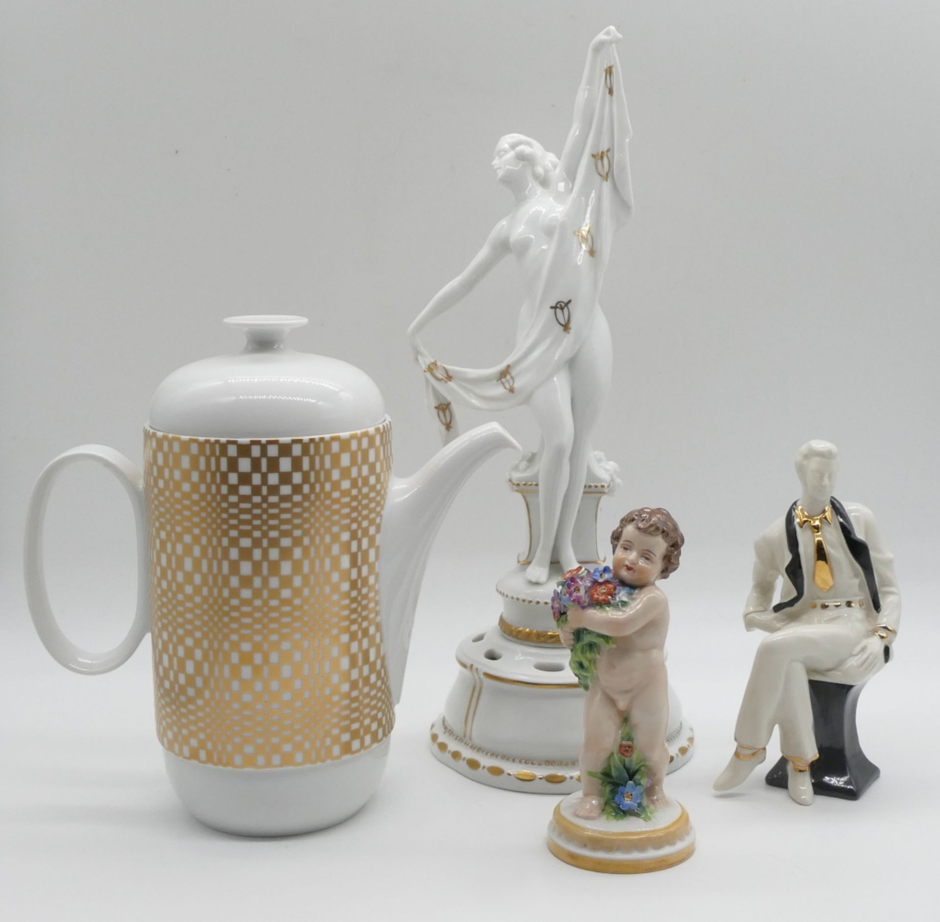 1 Konv.: Kaffeekern ROSENTHAL studio-line Form: Duo Design: Ambrogio POZZI, 3 Porzellanfiguren z.B.