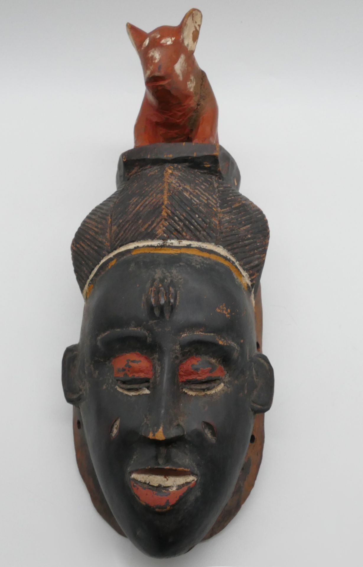 3 afrikanische Holzmasken bemalt lt. EL Senegal, z.T. wohl 1. Hälfte 20. Jh., bis H ca. 50cm, z.T. b - Bild 3 aus 3