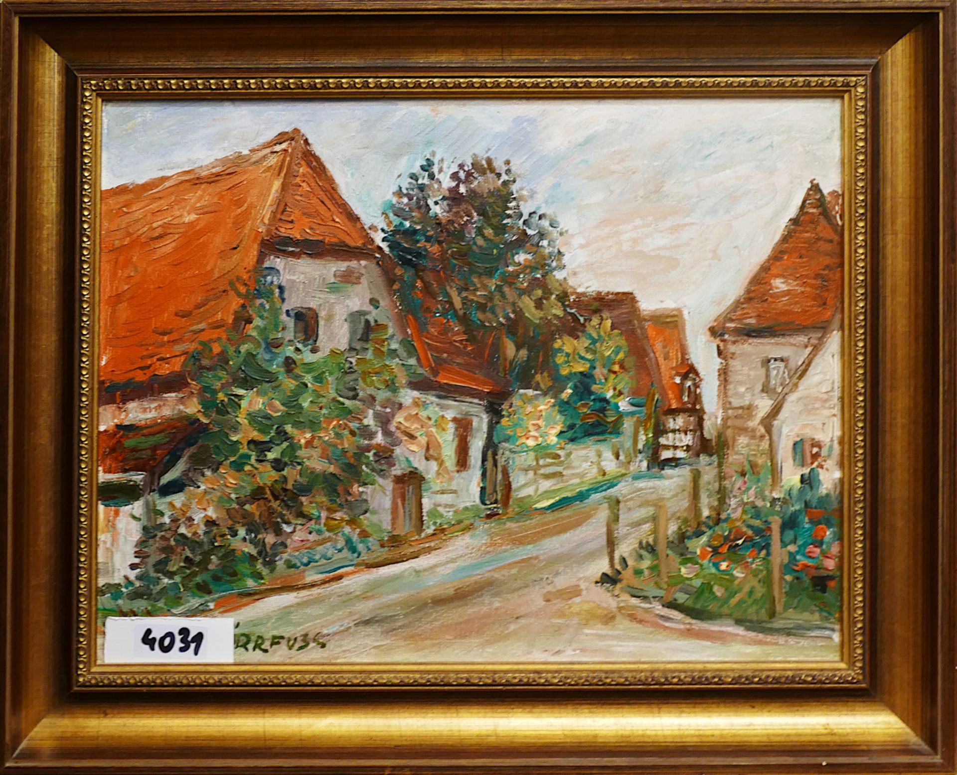 4 Ölgemälde/4 Aquarelle des Künstlers Karl DÖRRFUSS (wohl 1906 Fürth-1984 ebd.) z.B. "Bei Beerbach" 