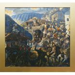 4 albanisch-patriotische Historien-/Gemälde je r.u. sign. A./Aleksander FILIPI (wohl *1952 Berat/Alb