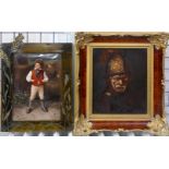 3 Porzellanbilder 20. Jh.: 1x ROSENTHAL "Der Mann mit dem Goldhelm" nach REMBRANDT ca. 23x8cm,