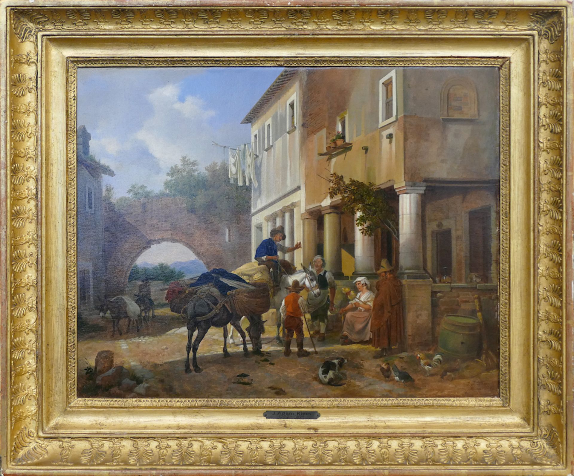 1 Ölgemälde r.u. sign./auf Rahmen bez. Johann Adam KLEIN (wohl 1792 Nürnberg-1875 München) "Reisende - Bild 2 aus 5