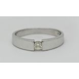 1 Damenring WG 14ct., mit Solitärbrillant, gekauft Juwelier CHRIST, lt. Schiene: "0,1ct. gW-LR", Rin