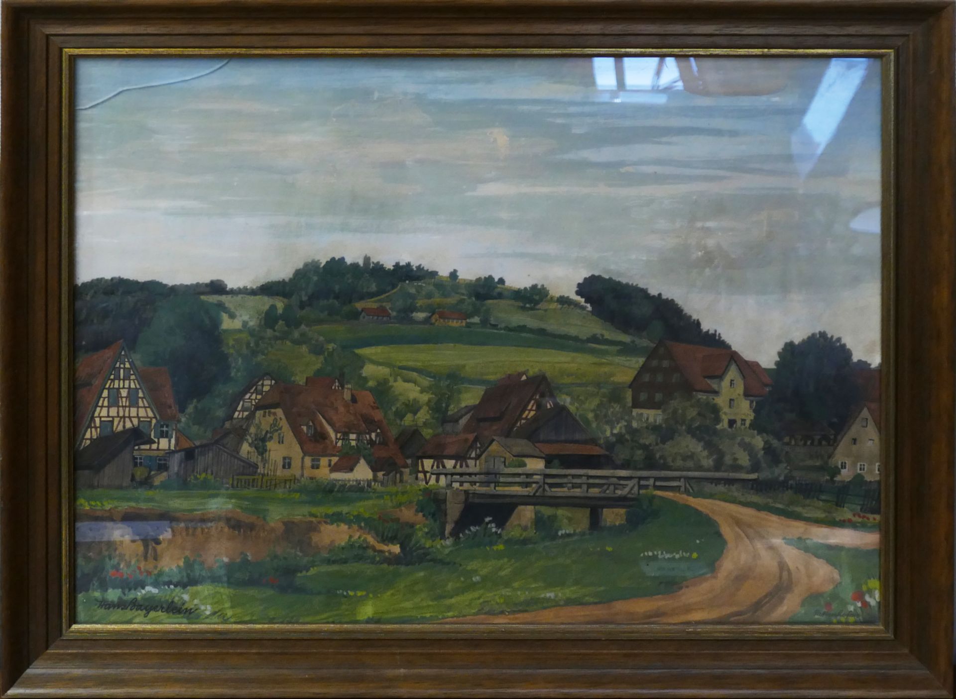 1 Aquarell l.u. sign. Hans BAYERLEIN (wohl 1889 Bamberg-1951 Ebd.) "Das Dorf Pattenhofen im Nürnberg - Image 2 of 4
