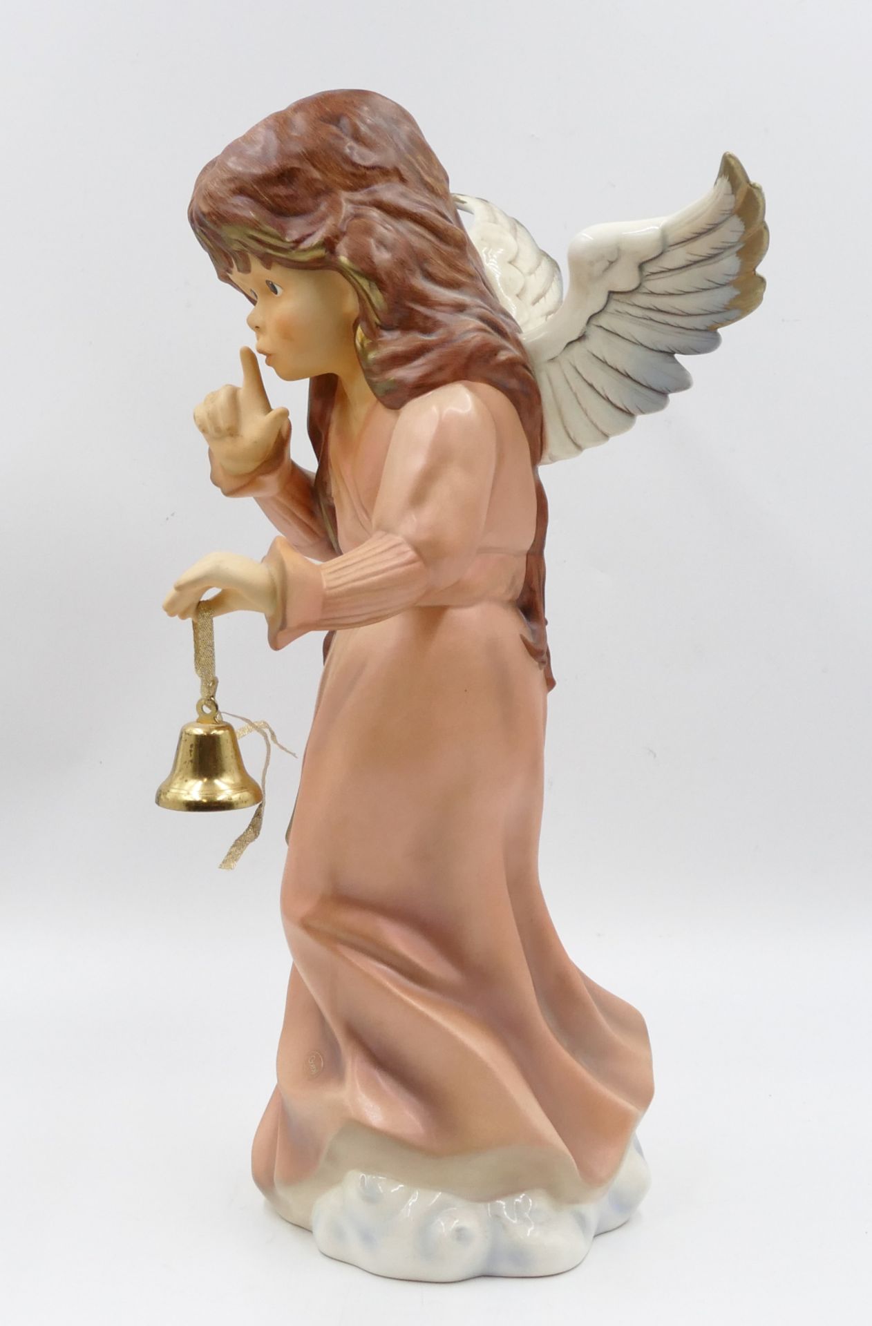 1 Porzellanfigur GOEBEL "Weihnachtsengel mit Glocke" ca. H 45cm, unters. Kaufpreis 399,- z.T. ber., - Bild 2 aus 5