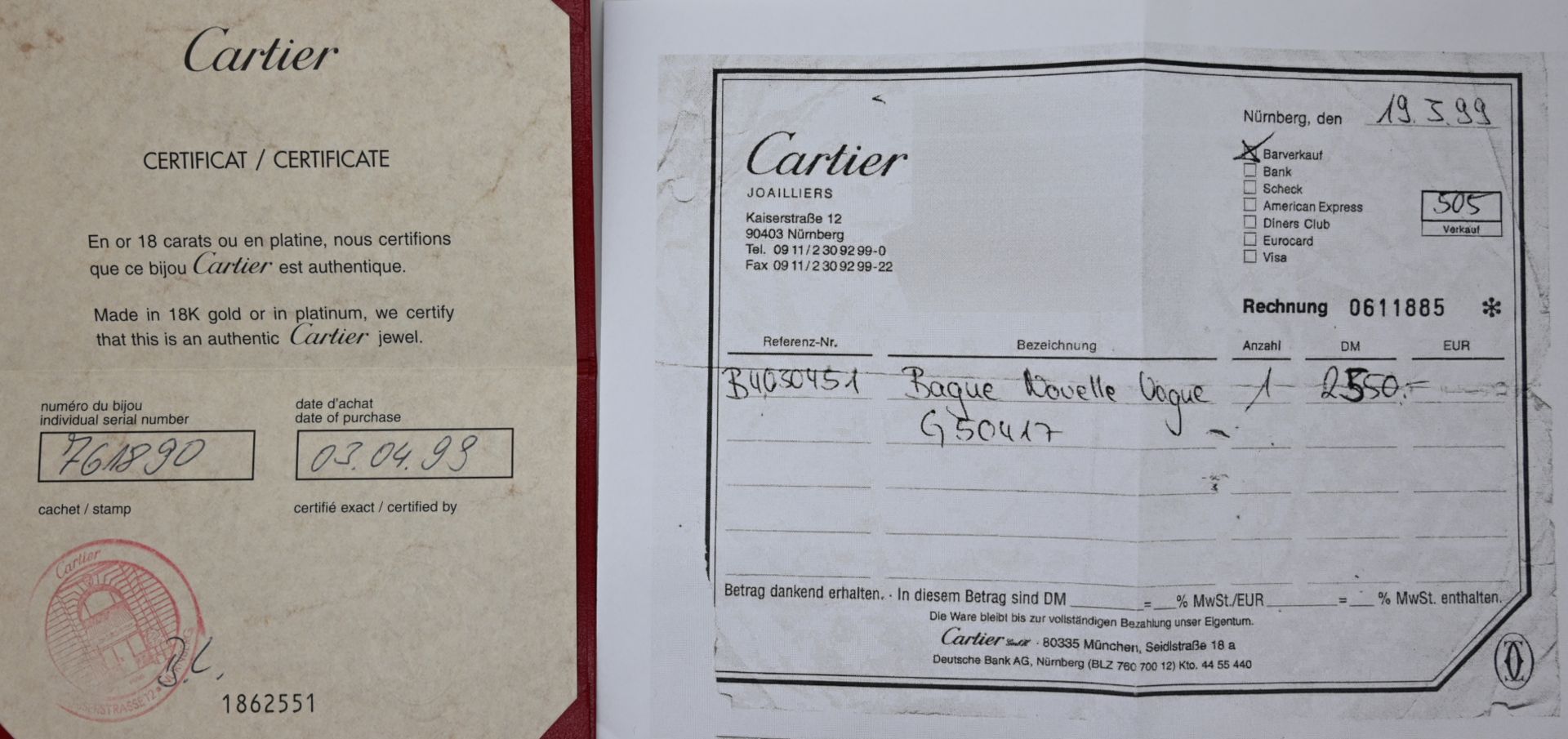 1 Damenring CARTIER GG 18ct., mit Perle (D. ca. 0,8cm), mit Rechnungskopie: gekauft 1999 für 2.550 - Image 3 of 3