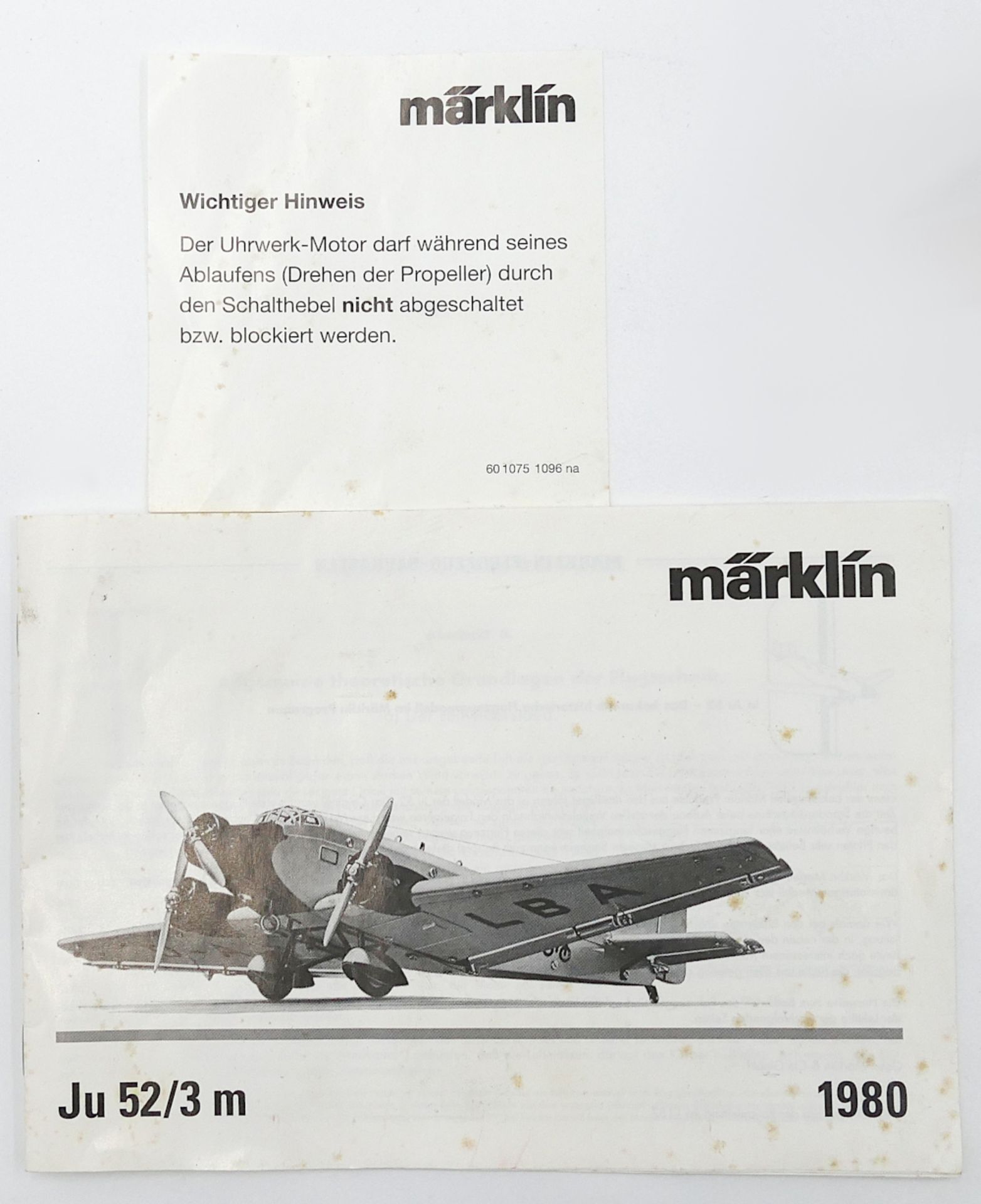 1 Flugzeugmodell MÄRKLIN "Ju 52/3 m/Tante Ju" Modellnr. "1980" lithographiertes Blech u.a., ca. L 38 - Image 7 of 7