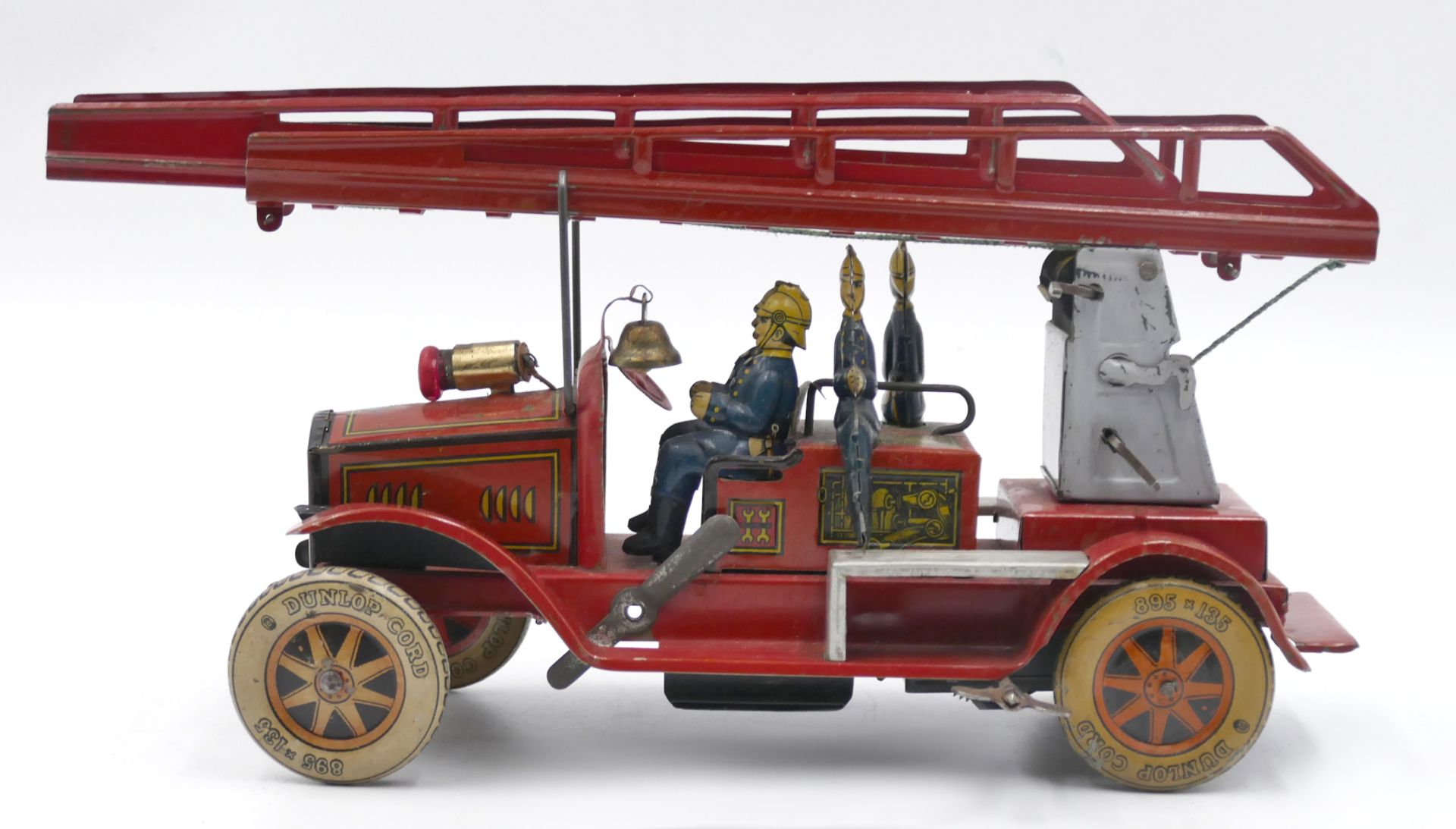 2 Feuerwehrleiterwagen je TIPPCO Nürnberg: 1x wohl um 1930 mit elektrischem Licht und Glocke, Reifen - Bild 2 aus 11