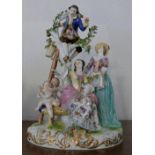 1 Figurengruppe Porzellan, gekr. Stabmarke, „Kirschenpflücker“, min. besch. (rest.), H ca. 39, Asp.