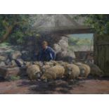 1 Ölgem. sign. W.H. Unger München „Schafhirte“, H ca. 73 cm B ca. 95 cm, Asp.