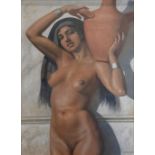 1 Ölgemälde r.u. sign. Herrfeldt (wohl Marcel René H. 1889-1965) „Schöne Nordafrikanerin mit Krug“ H