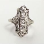 Ring, um 1930-40, 14 K WG