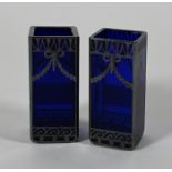 Paar Miniatur-Vasen, Blauglas