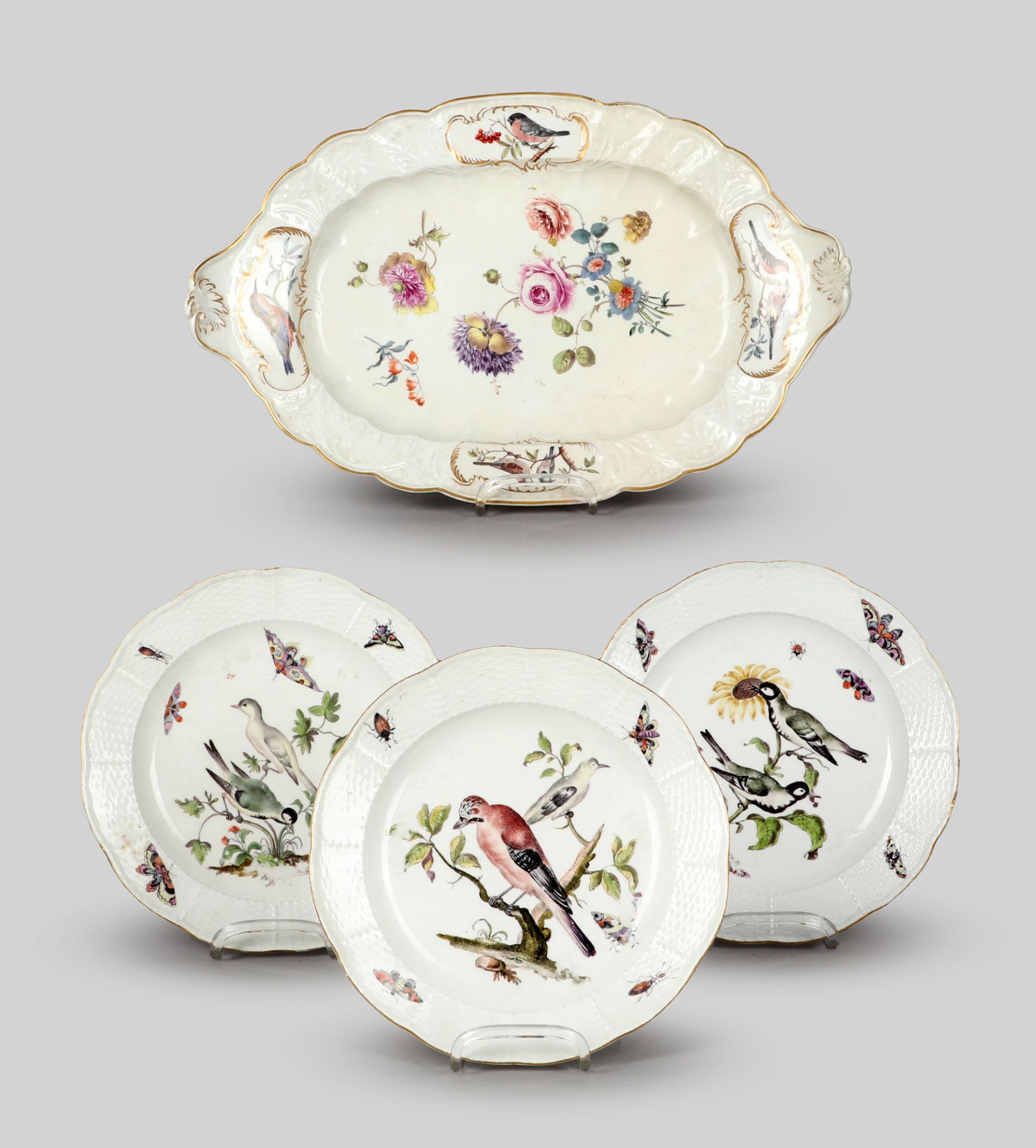 Platte, Meissen, 19.Jh., Blumenbouquet