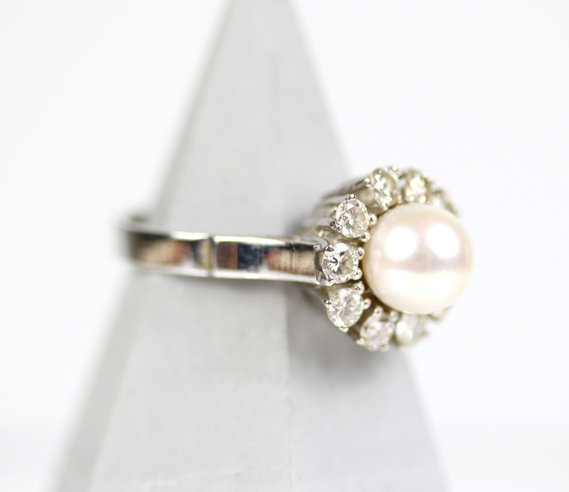 Weißgold Ring mit Brillanten und Perle - Image 4 of 6