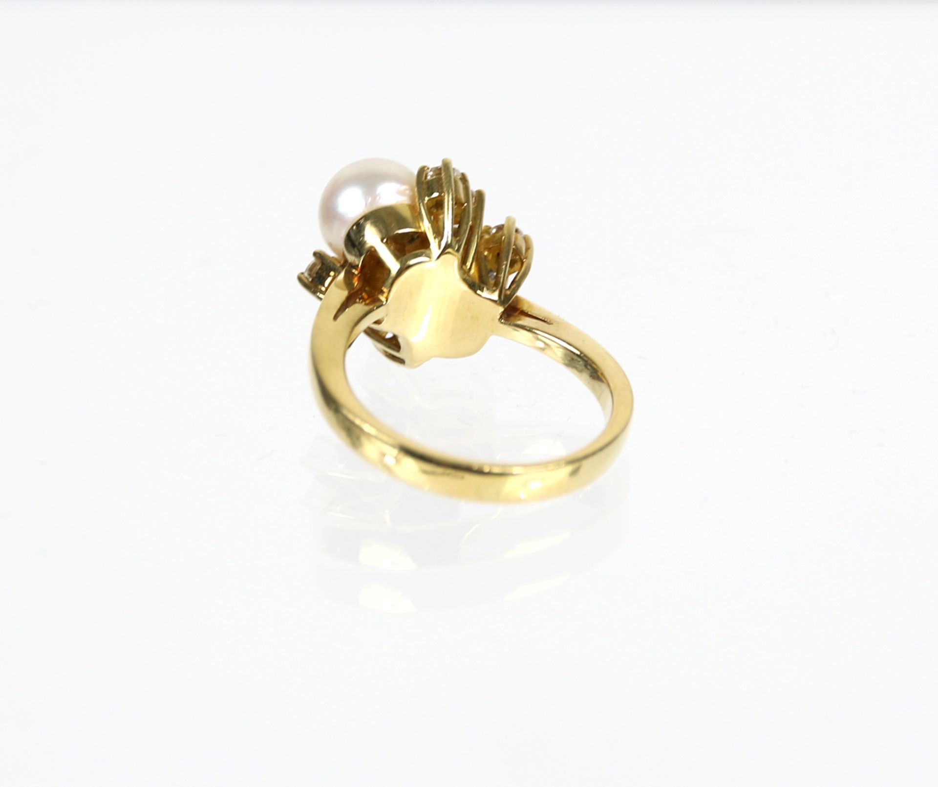 Gelbgold Ring mit Brillanten und Perlen - Image 4 of 5