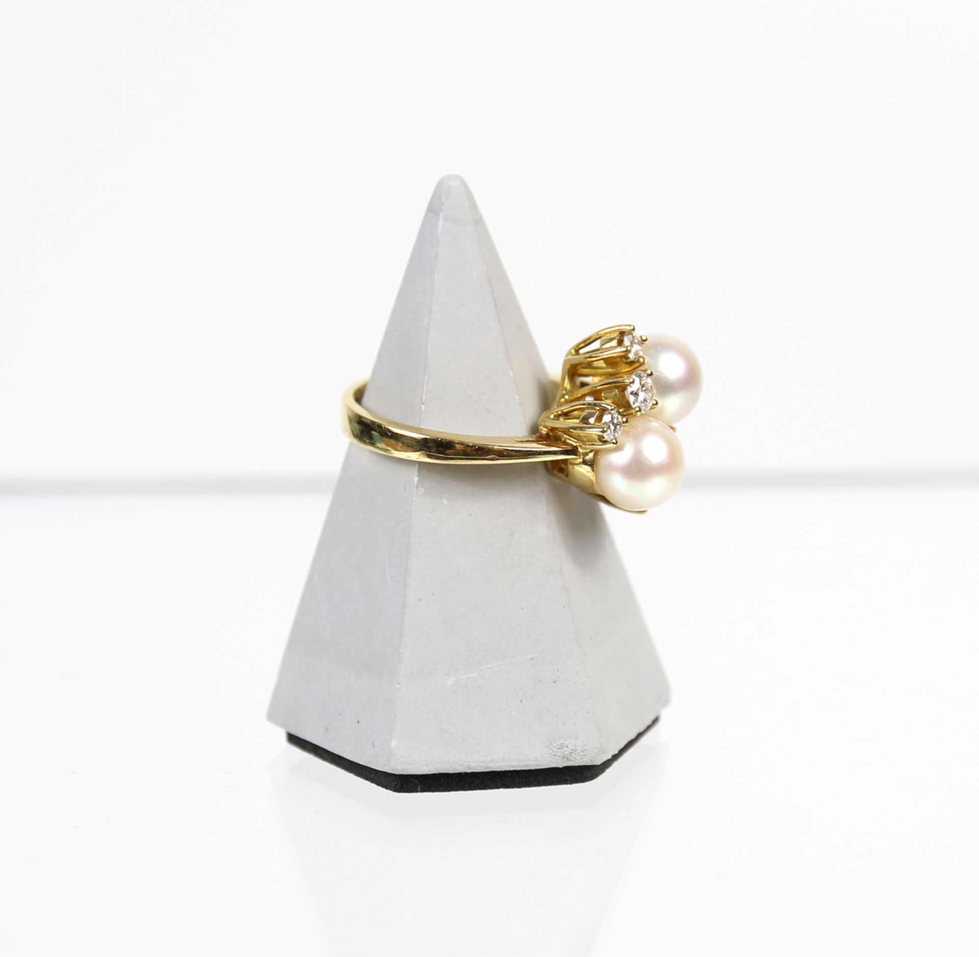 Gelbgold Ring mit Brillanten und Perlen - Image 2 of 5