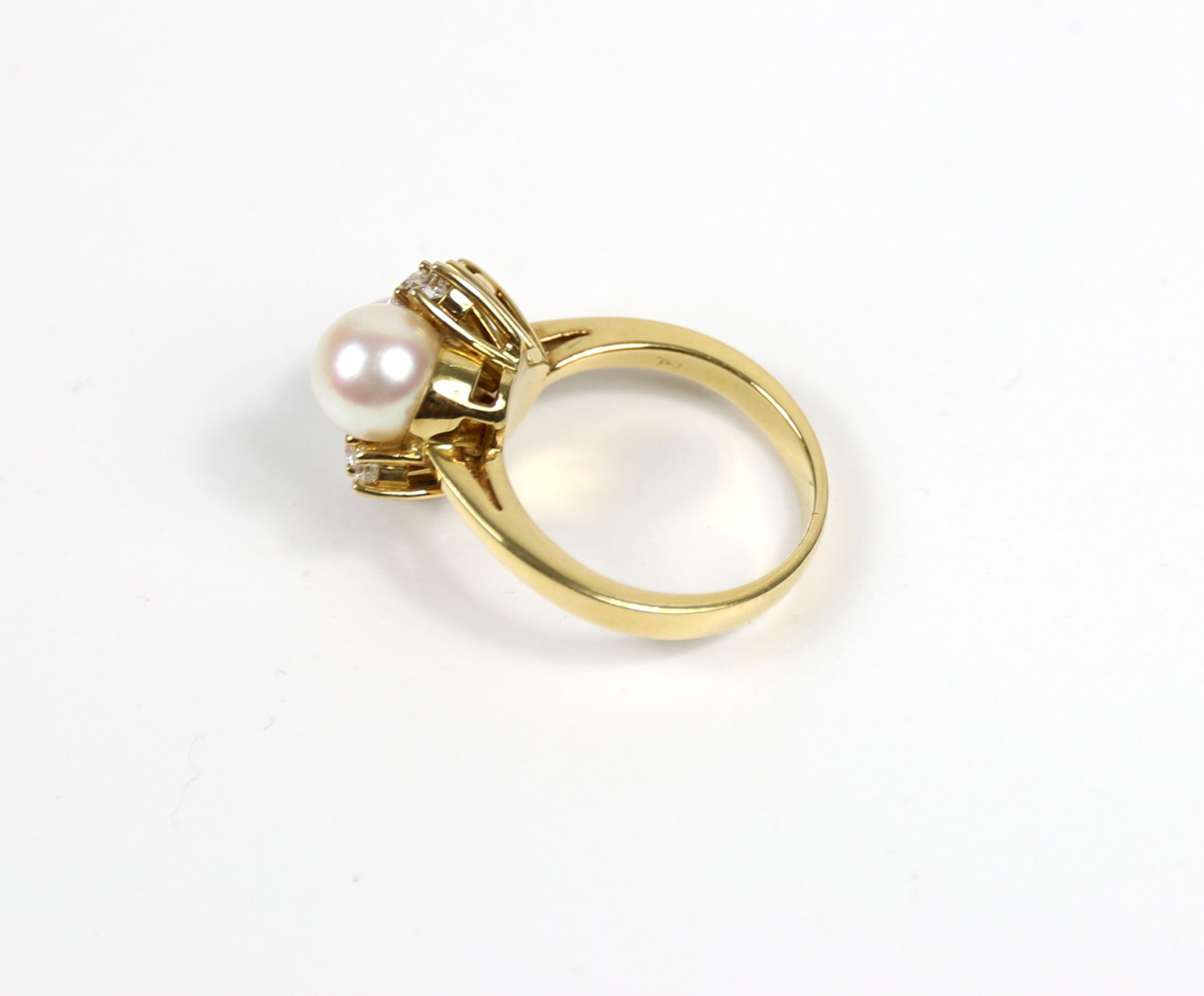 Gelbgold Ring mit Brillanten und Perlen - Image 5 of 5