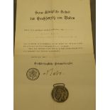 Urkunde mit Orden, Großherzog von Baden