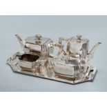 An Art Deco Silver and Organic Material Tea and Coffee Set, Austro-Hungary, ca 1920's