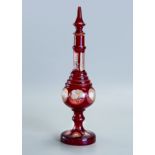 An Islamic Iridescent Ruby Glass Rosewater Sprinkler, Bohemia, 19th Century