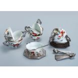 A Charming Silver and Porcelain Tea Set for Ten, Vietnam, ca 1920