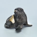 A Fine Buccellati Silver and Parcel Gilt Tabletop Seal Figurine, Italy, Milan, 20th Century