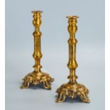 A Pair of Rare Gothic Style Bronze Shabbat Candlesticks, Europe, 16th/17th Century