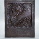 A Boris Schatz Bronze Plaque "Old Age", Bezalel, Early 20 Century