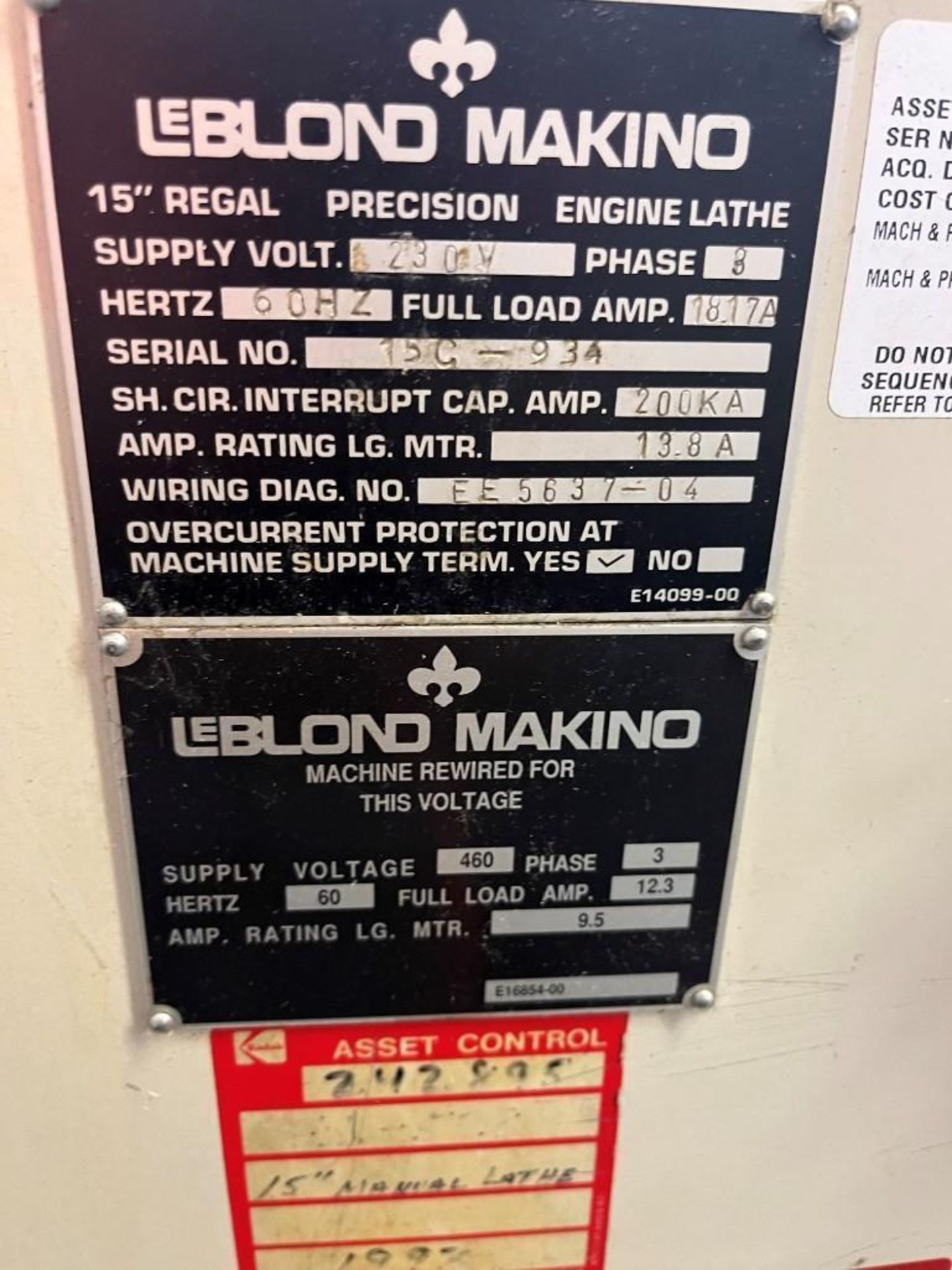 LeBlond Makino Regal Servo Shift 15" Engine Lathe - Image 6 of 6