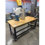 Heavy Duty Wooden Topped Rolling Table W/Wilton Vise