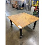 4’ x 4’ Wooden Top Rolling Table on Steel Base