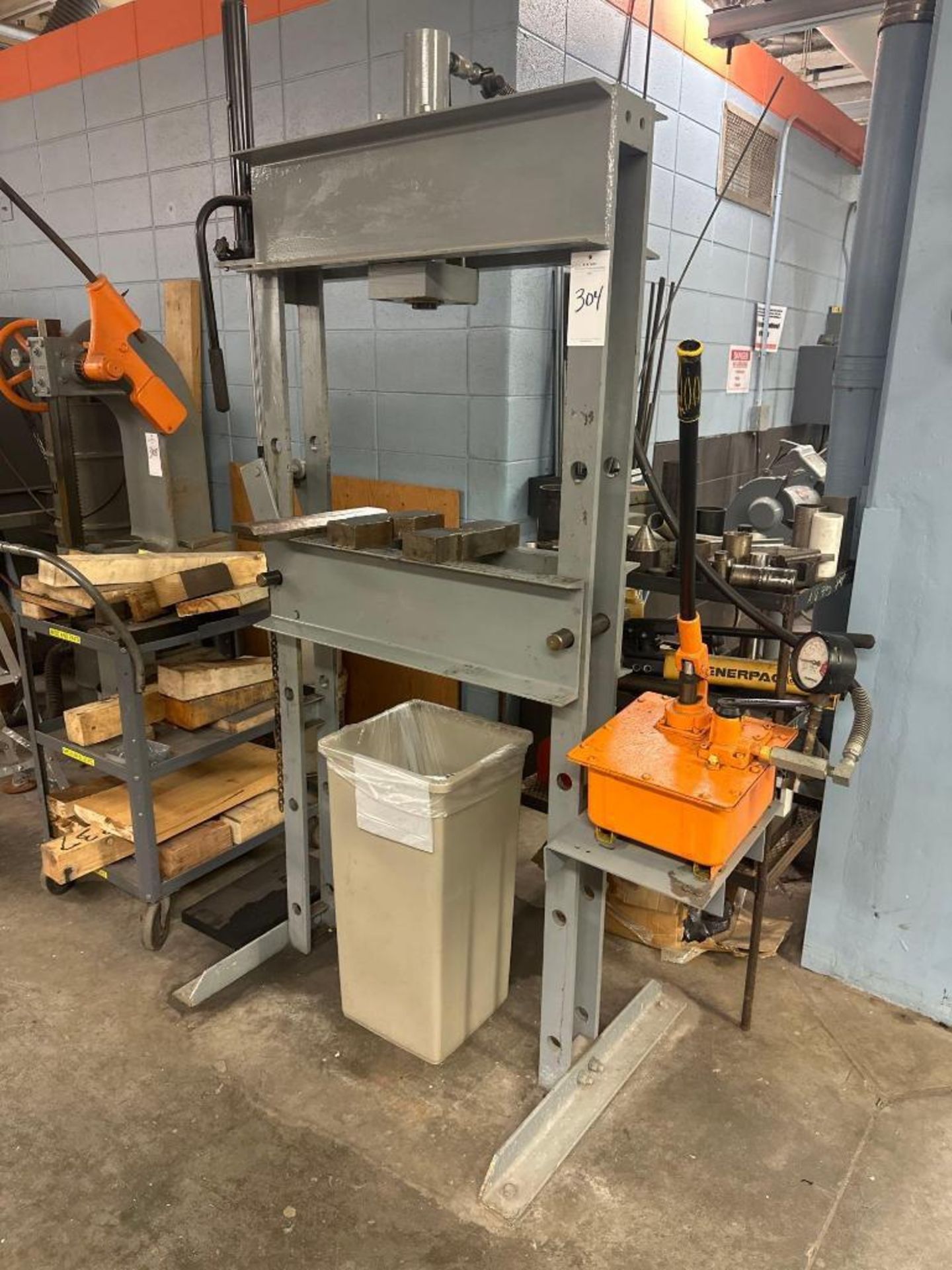 Hydraulic Shop Press Including Cart of Accessories