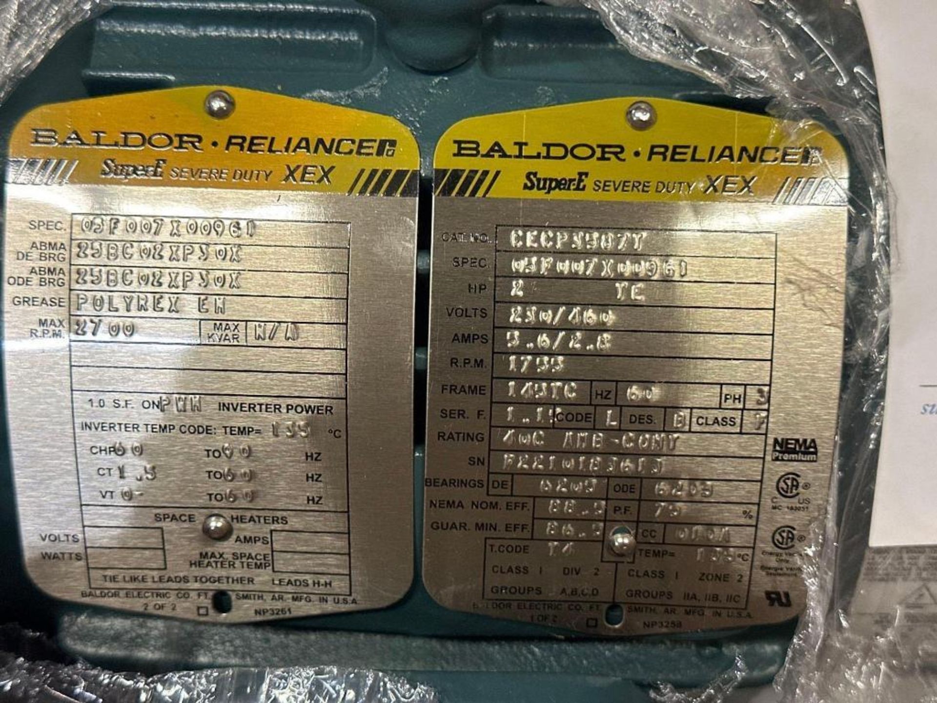 Baldor 2-HP Reliance Super E Motor (New) - Image 2 of 2