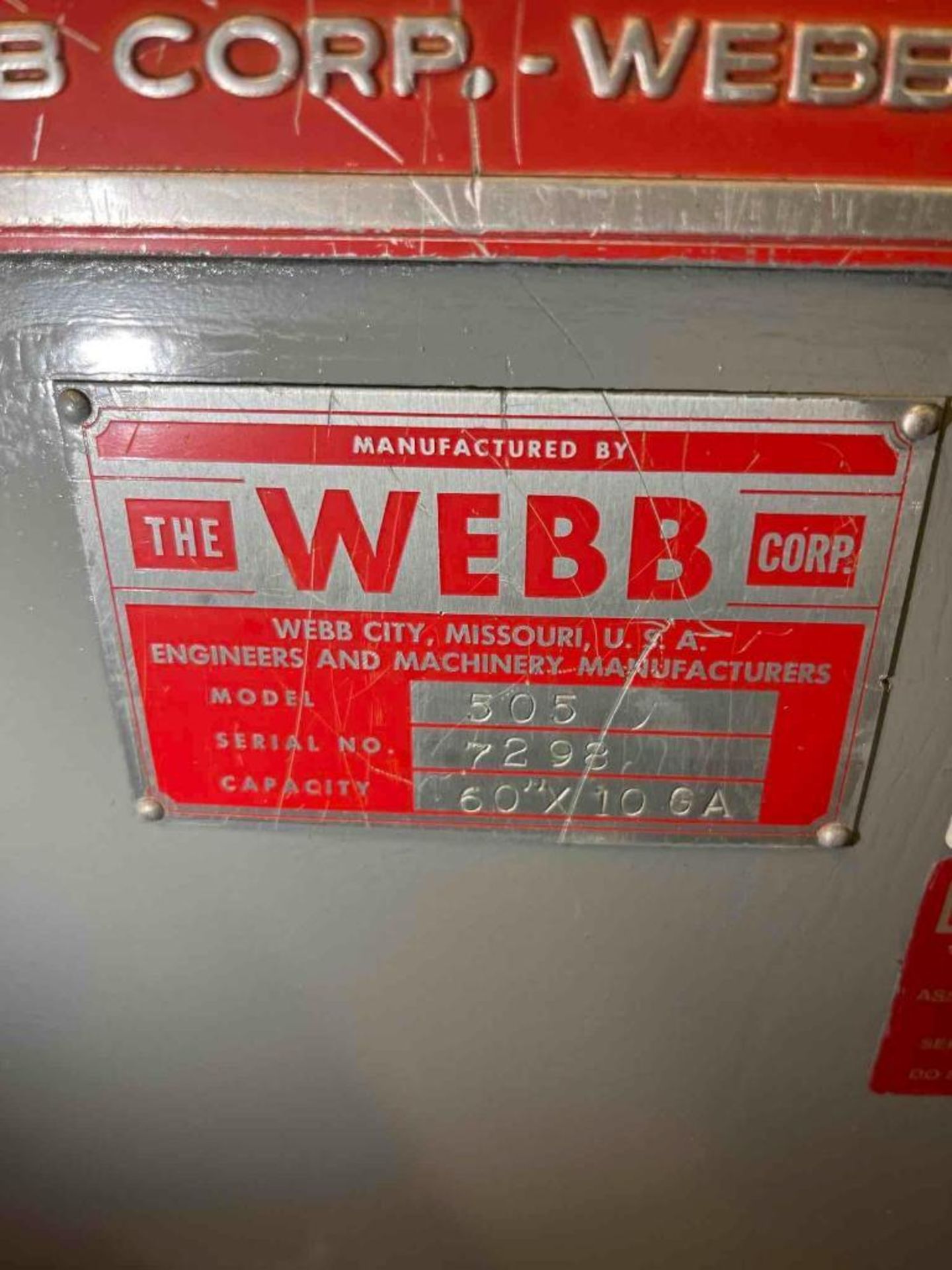 Webb 5’ Plate Bending Roll - Image 7 of 7