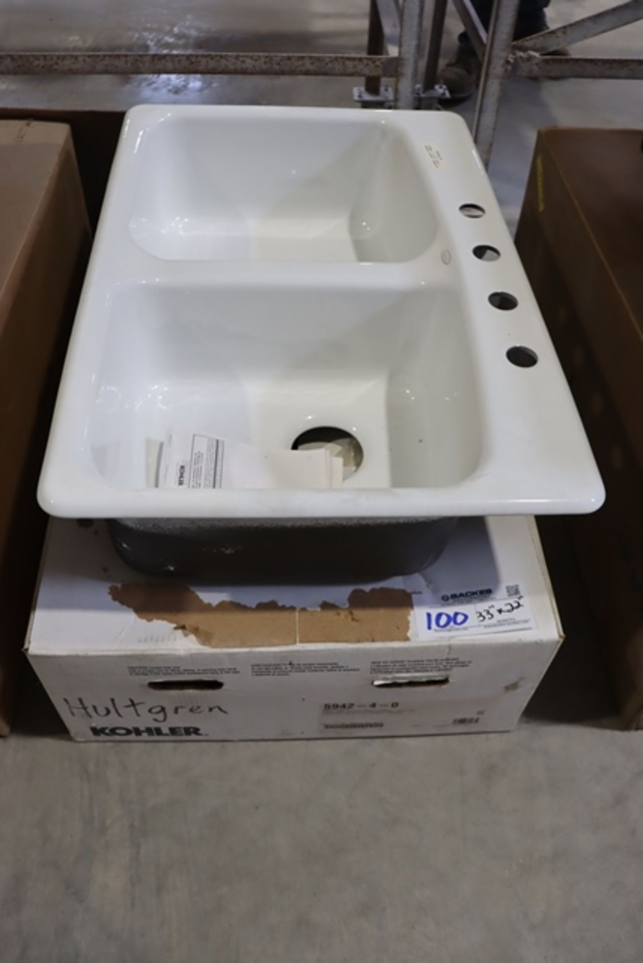 New Kohler 5942-4-0 cast iron 22" x 33" self rimming sink
