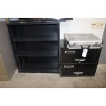 36" Metal book case & 2 drawer lateral filing cabinet
