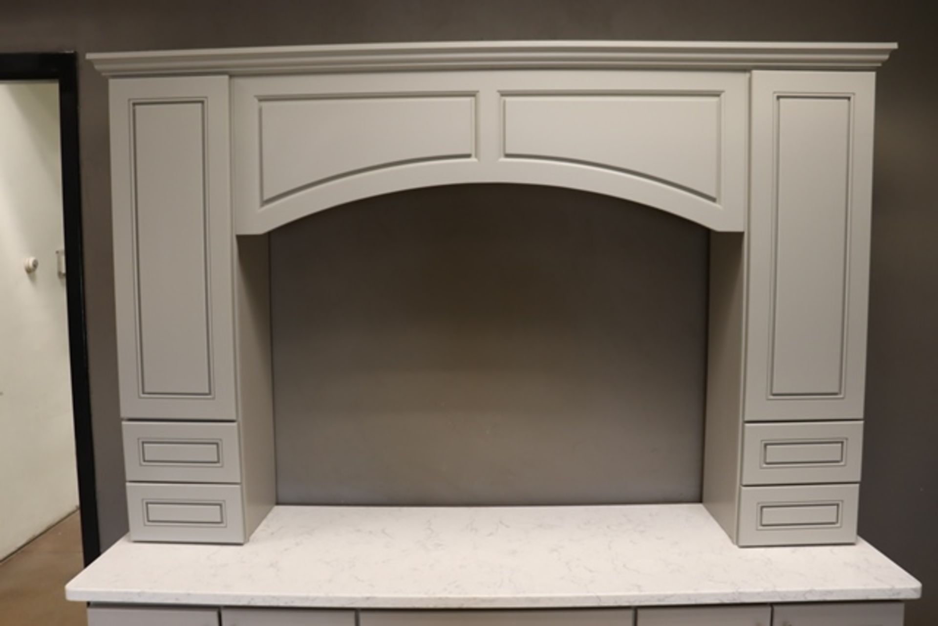22.5" x 74" x 84" tall wall decorative cabinet with upper cabinet & white g - Image 3 of 5