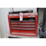 Craftsman 21" red tool box with some tools & stand
