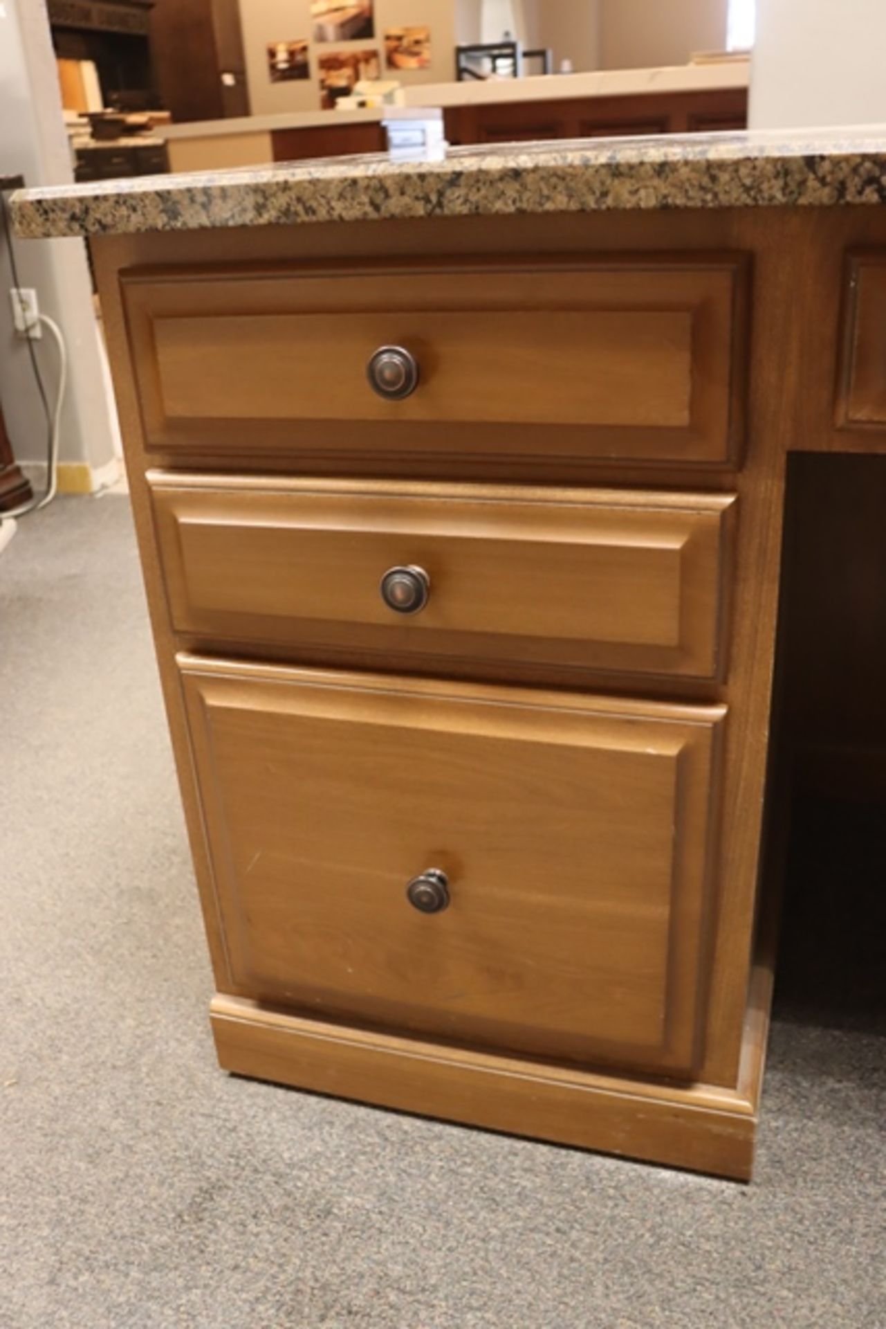 42" x 66" granite top office desk - very nice - Image 3 of 4