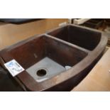 22" x 33" Solid Copper Farm Sink - double bowl